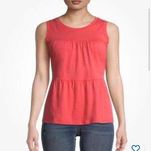 Time and Tru Women’s Coral Fire Tiered Tank Top Medium (8-10) NEW